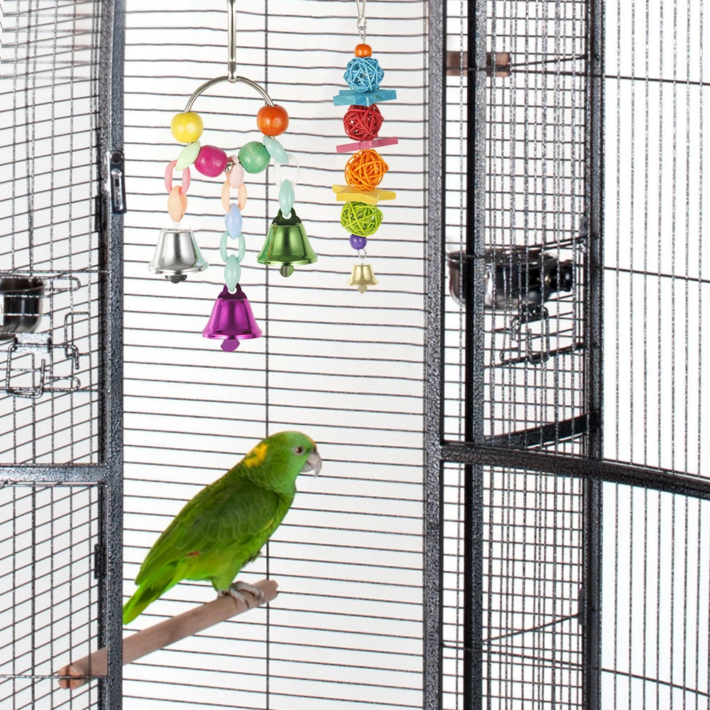 

10PCS/Set Combination Parrot Toy Bird Articles Parrot Bite Toy Bird Toys Parrot Funny Swing Ball Bell Standing Training Toys