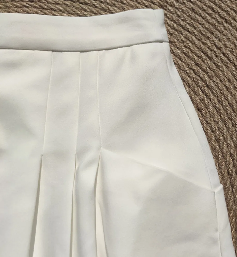 

DEAT 2021 New Women's Fashion Tide Slim Fit Solid Color Folds Zipper High Waist A-line Half Skirt Summer And Autumn 7E1134