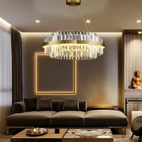 modern luxury crystal led pendant light round golden simple decoration living room dining room bedroom chandelier indoor fixture