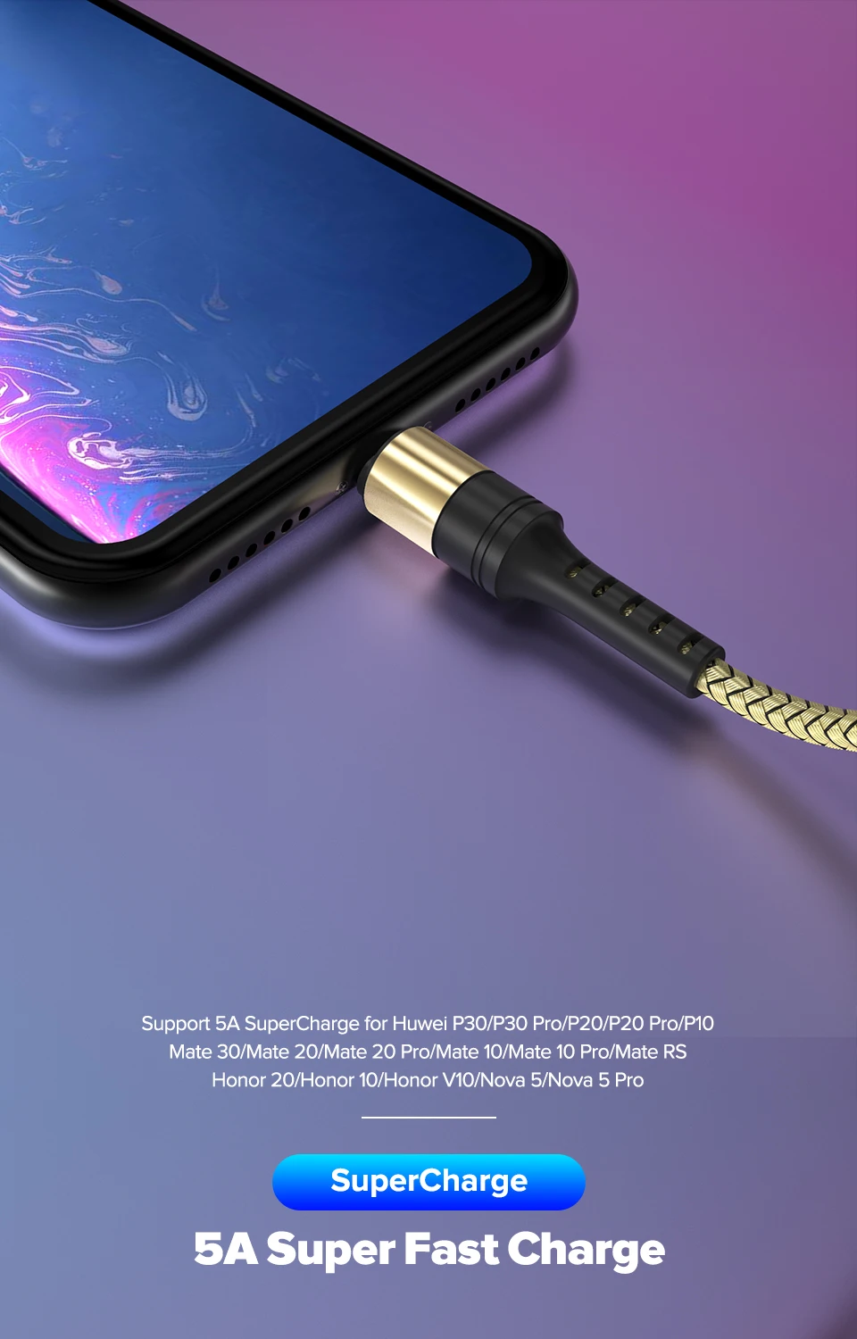 Venroii кабель usb type C 5A Supercharge для huawei mate 20 P30 P20 Pro шнур для быстрой зарядки телефона для Honor 20 10 8 V10 USBC Кабо