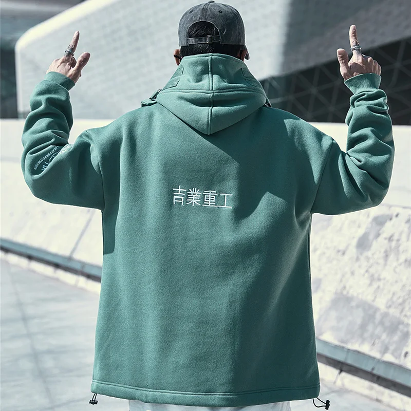 Японская уличная одежда иероглифы Techwear с высоким плотно облегающим шею