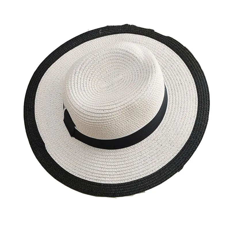 Шляпа женская Соломенная пляжная с прострочкой модная Панама от солнца в стиле