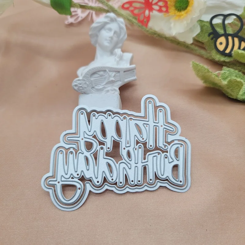 

Happy birthday metal cutting knife die scrapbook manual cutting die album Greeting card cover material DIY handmade