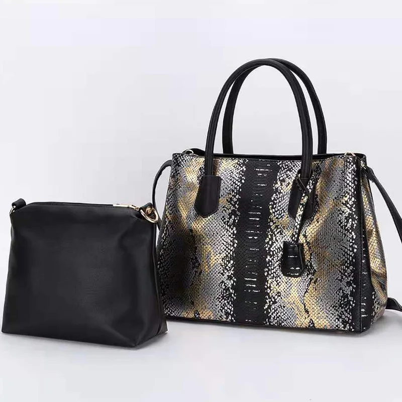 Новая большая блестящая женская сумка со змеиным узором модные женские сумки