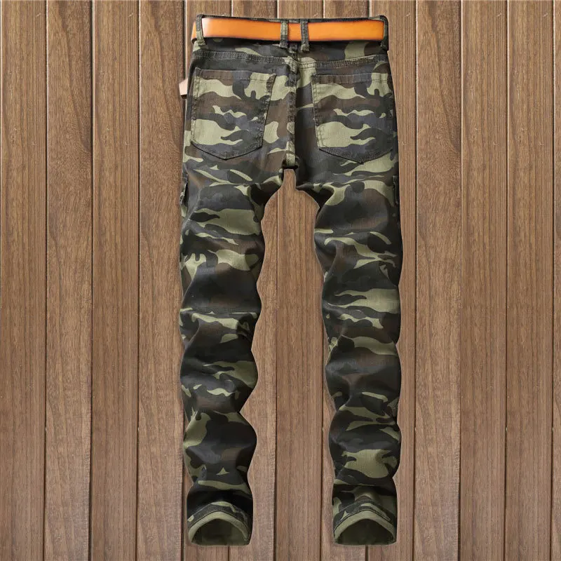 Camouflage Jeans Men's Camo Cargo Pants Men Designer Jeans for Men Pleated Straight Jeans Denim Jeans for Men Streetwear