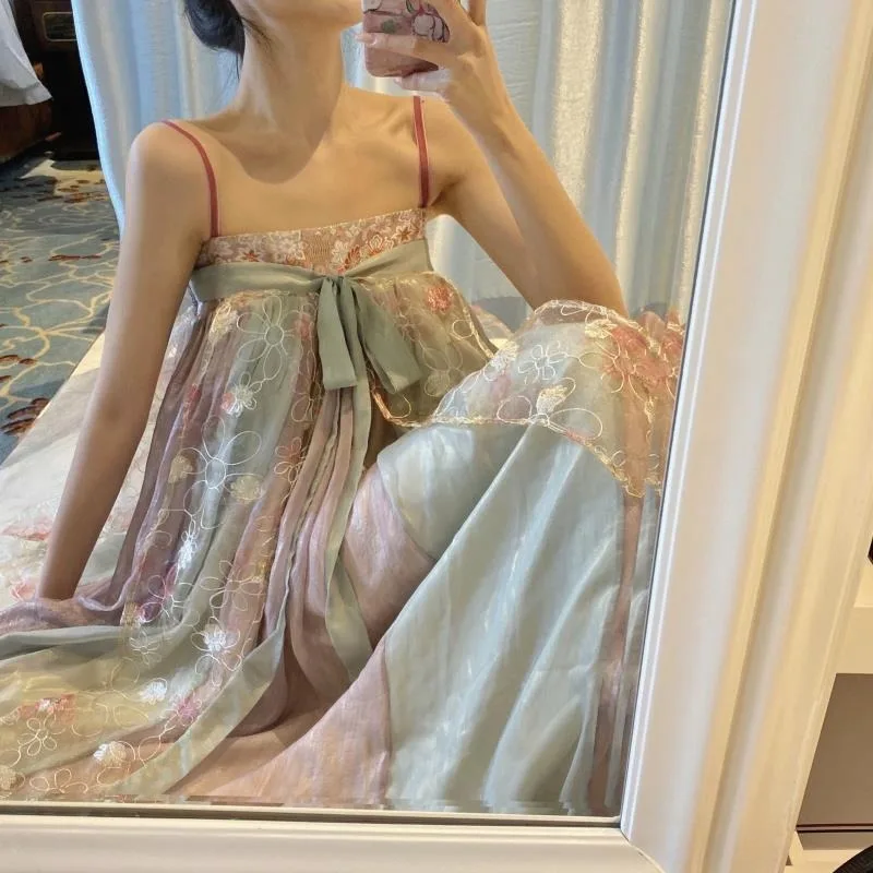 Женское винтажное платье с вышивкой свободное пляжное во французском стиле на