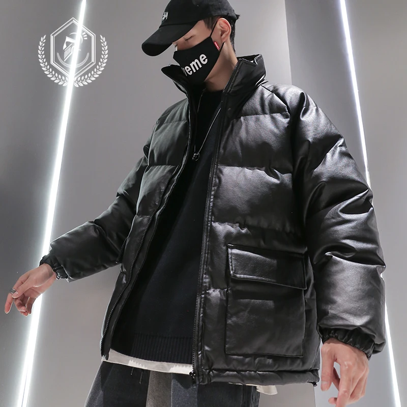 Мужская модная свободная однотонная флисовая тяжелая куртка Повседневная парка