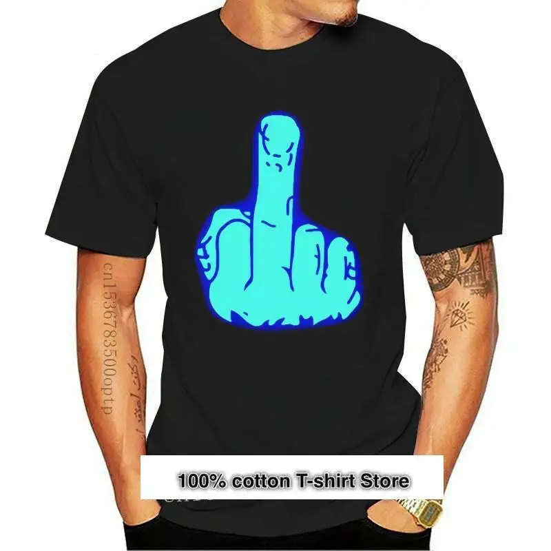

Camiseta de dedo medio brillante para hombre, camisa con logotipo de dedo medio noctilucente, Color negro, nueva