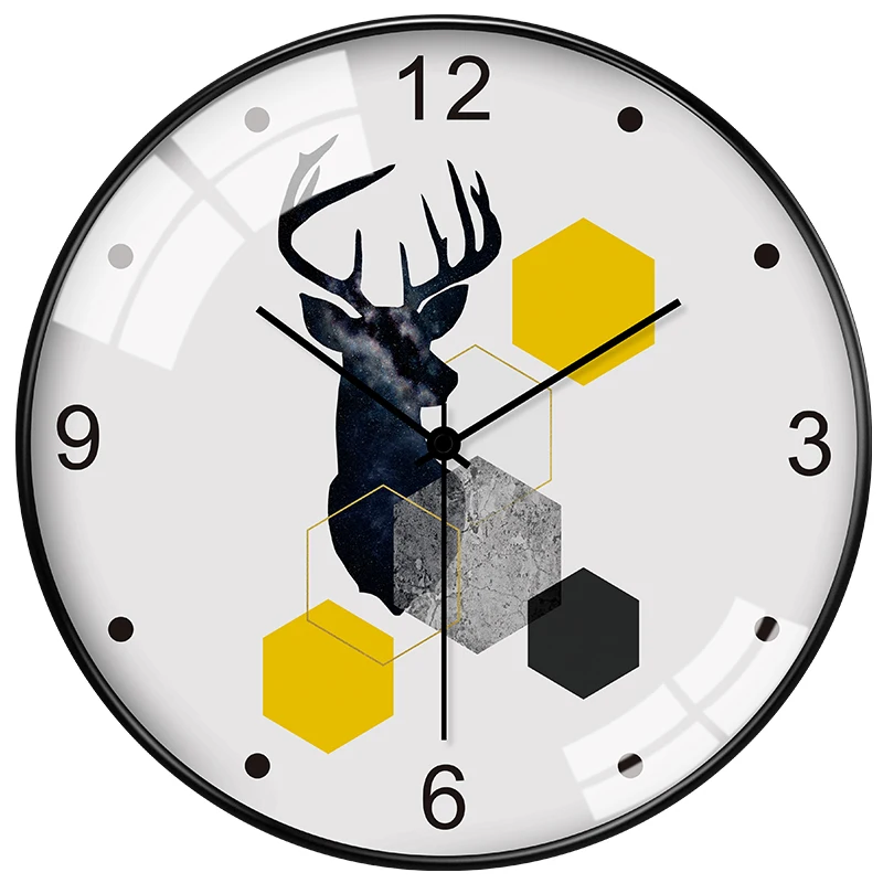 

Креативные настенные часы с геометрическим рисунком оленя, роскошные бесшумные настенные часы в скандинавском стиле для спальни, кварцевы...
