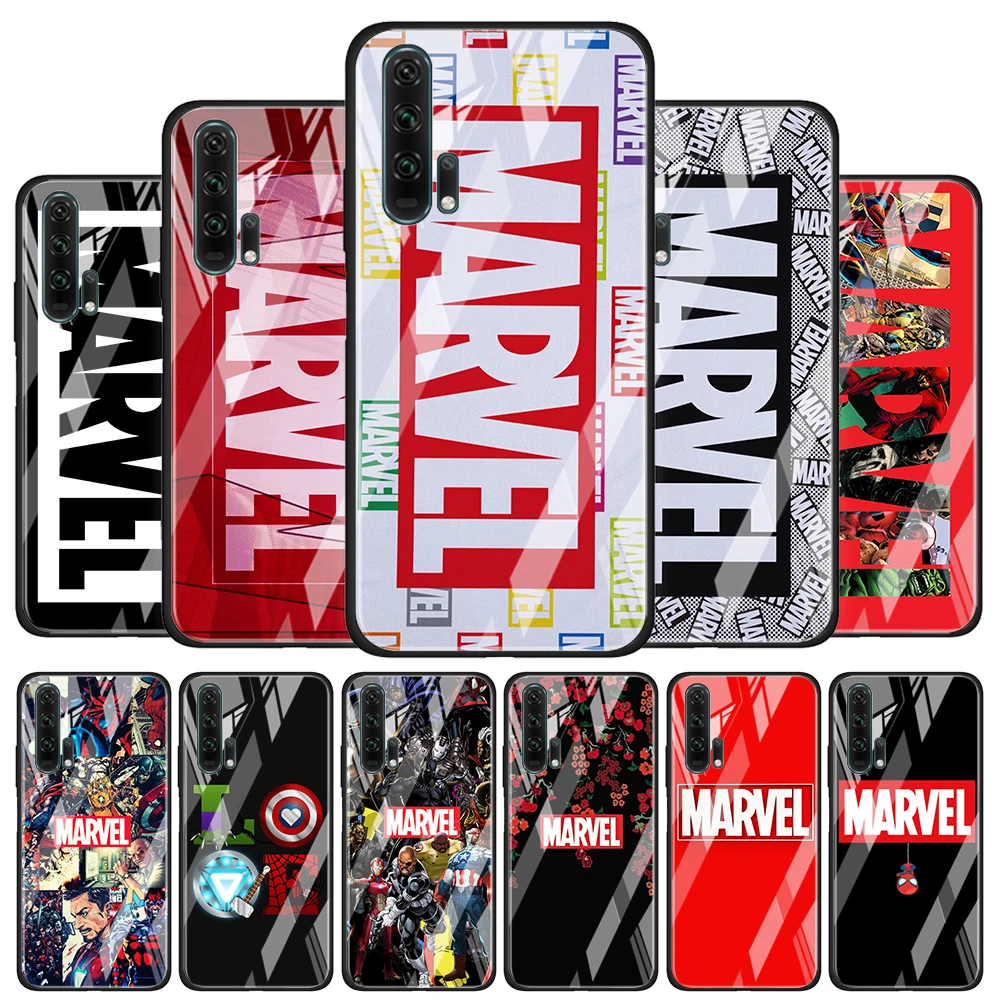 

Marvel logo cool for Honor 30 20 10 9X Pro Plus Lite 8X Huawei Y8P Y6P Y5P Y9 Y7 Y6 2019 Tempered Glass Phone Case