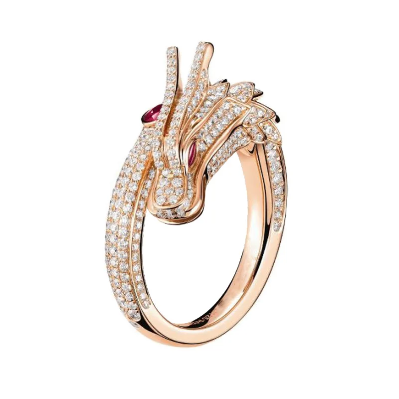 NPKDS Fashion Gold Men's Ring Exaggerated Spirit Dragon Personality Adjustable Punk Hip Hop Men and Women Jewelry Gift | Украшения и