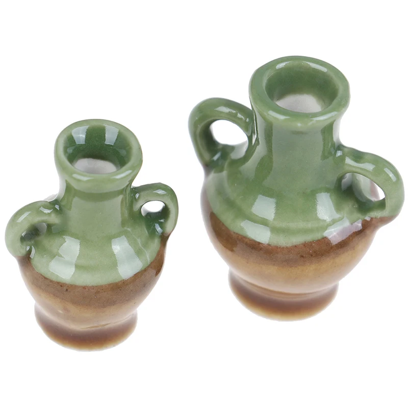 

2pcs/set Furniture Simulation Rement Ceramic Flower Vase Doll House Toys for Kids Children Dollhouse Miniature Accessories