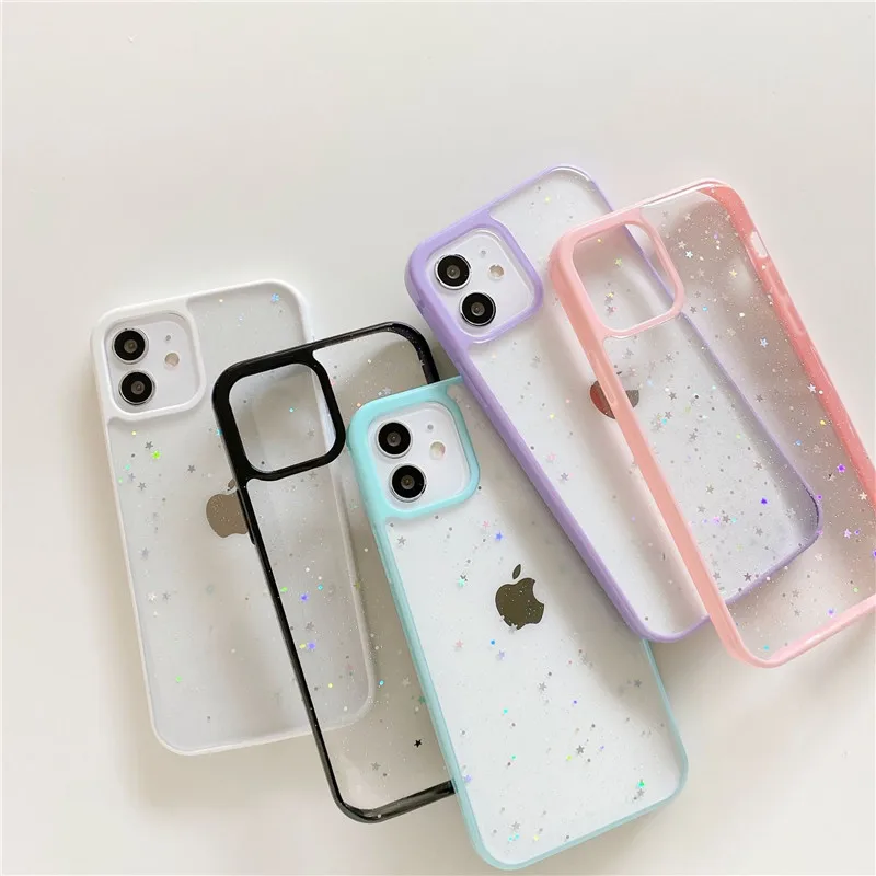

10pcs luxury bling Glitter Silicone Phone case For Iphone 12 Mini 11 Pro XS Max X Xr 7 8 6 6s Plus Se Solid Color Soft TPU Case