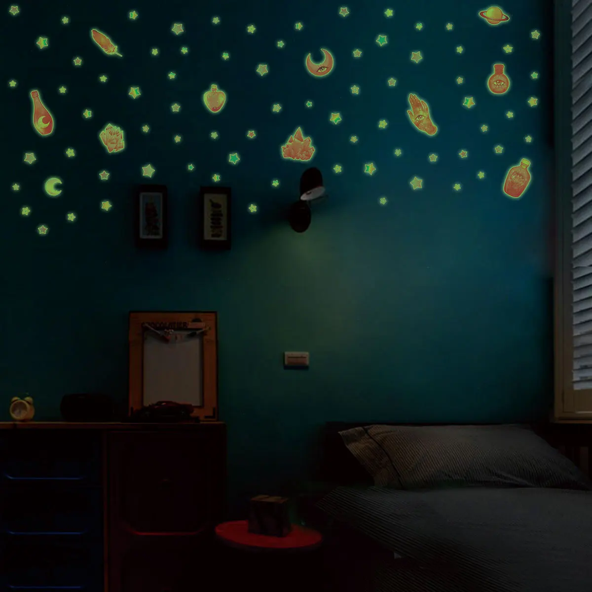 

Night Light Wall Paste Star Cosmic Rafting Bottle Home Decoration Glow Wall Sticker 3D Energy Storage Fluorescent Lamp