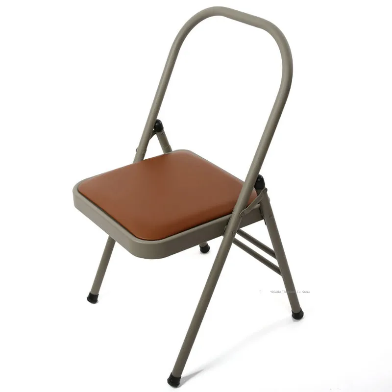 저렴한 등이없는 요가 의자, 거꾸로 된 의자, 보조 도구, MS 프레임 및 미끄럼 방지 피트 커버가있는 휴대용 접이식 요가 의자