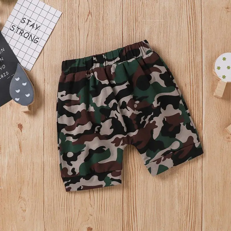Toddler Kids Baby Boys Camo Alphabet Sleeveless Hoodie Tops Shirt Camouflage Print Shorts Pants Outfits Set Kids Clothing