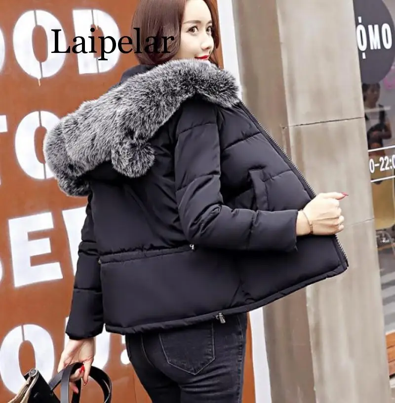 Laipelar 2019 New Big Collar Hoody Women's Winter Jacket Women's Park Slim Short Women's Down Jackets 4 Colors S-XXL