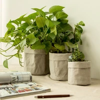 durable eco friendly kraft paper flower pot 3 sizes holder reuseable waterproof plant pot multifunction desktop home storage bag