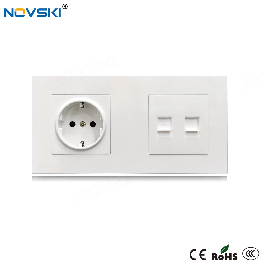 NOVSKI Европейская электрическая розетка CAT 6 10 ГБ двойная COM для передачи данных