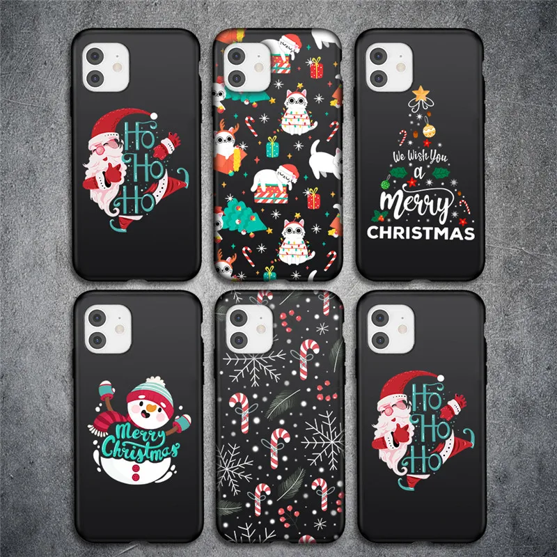 Cartoon Christmas Phone Case For iPhone 12 11 Pro Max XS Max X XR 7 8 6 Plus 12 Mini 5 5S SE 2020 Soft TPU Cover For iPhone 13