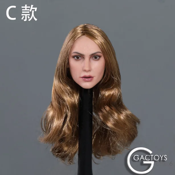 

In Stock 1/6 GC034 European and American Women Girl Head Long Yellow Curly Hair for 12''Suntan Bodies Figures Toys Gi