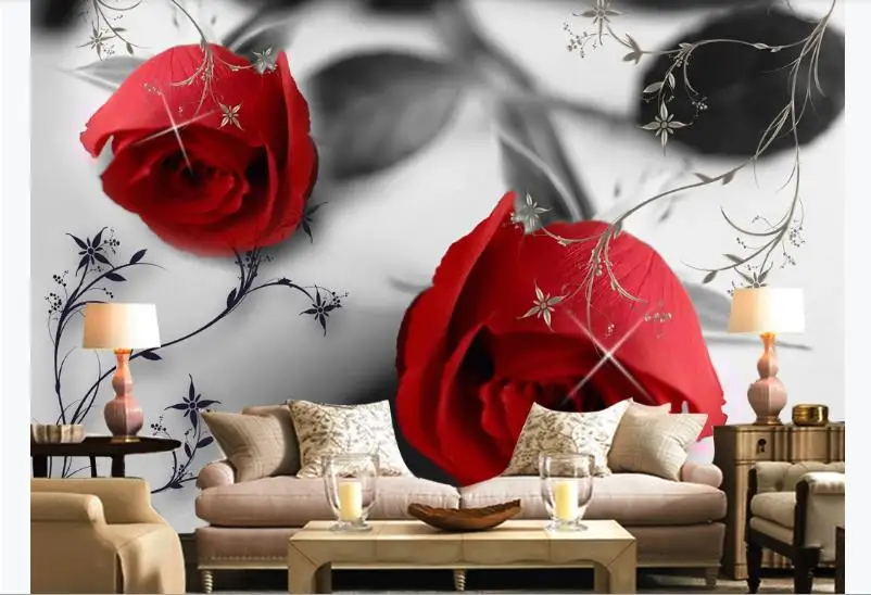 Современные черно-белые обои с изображением роз фотообои рисунком настенное