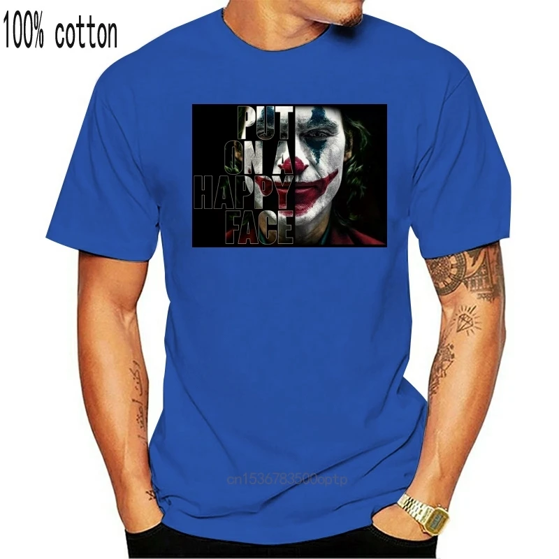 Футболка Джокер надеть счастливое лицо 2019 цитаты фильм футболка Черная поп