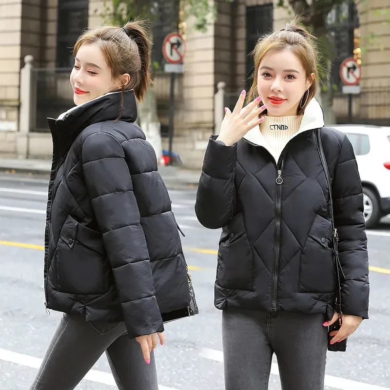 Women' 2022 Down Padded Fashion Jacket New Fashion Ladies Cotton Short Warm Pink Jacket Korean Student Jacket padded Coats B31