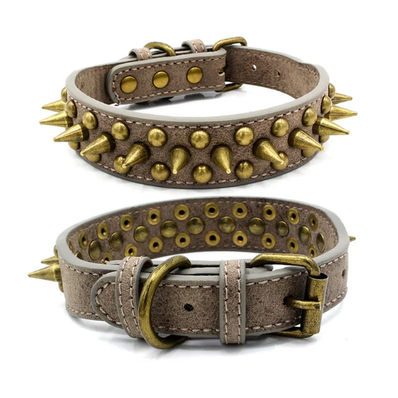 Ошейник в стиле ретро для собак кожаный с шипами бульдог маленькие средние и