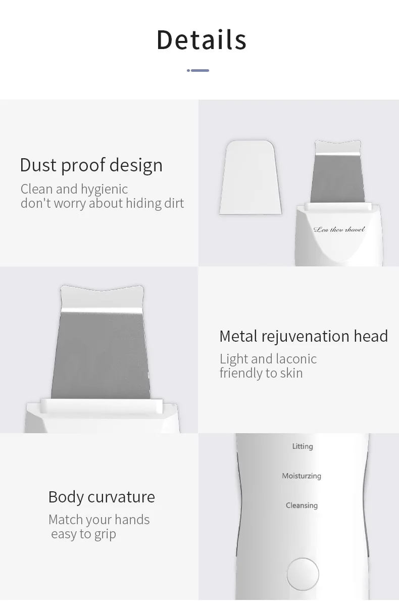 JinKaiRui Ultrasonic Shovel Skin Massager Portable Scrubber Vibration Clean Exfoliation Blackhead Removal
