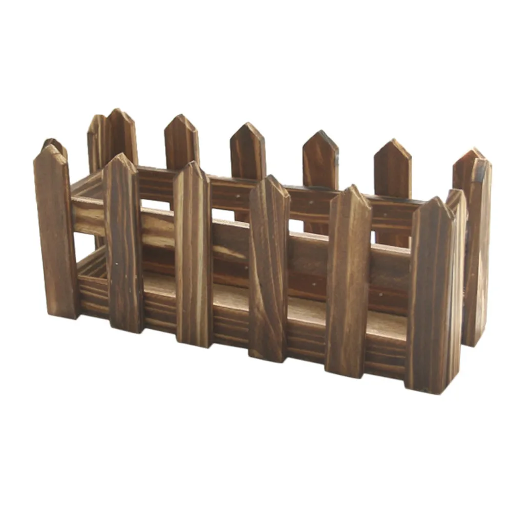 Деревенский стиль коричневый деревянный забор Цветочная корзина симпатичная