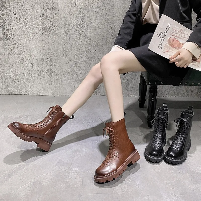

Martin Boots Women's Autumn And Winter 2021 New British Wind Motorcycle Boots Women's Leisure Increased Street Shooting Online C