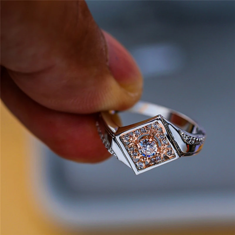 Роскошное женское круглое циркониевое кольцо с камнем классическое розовое