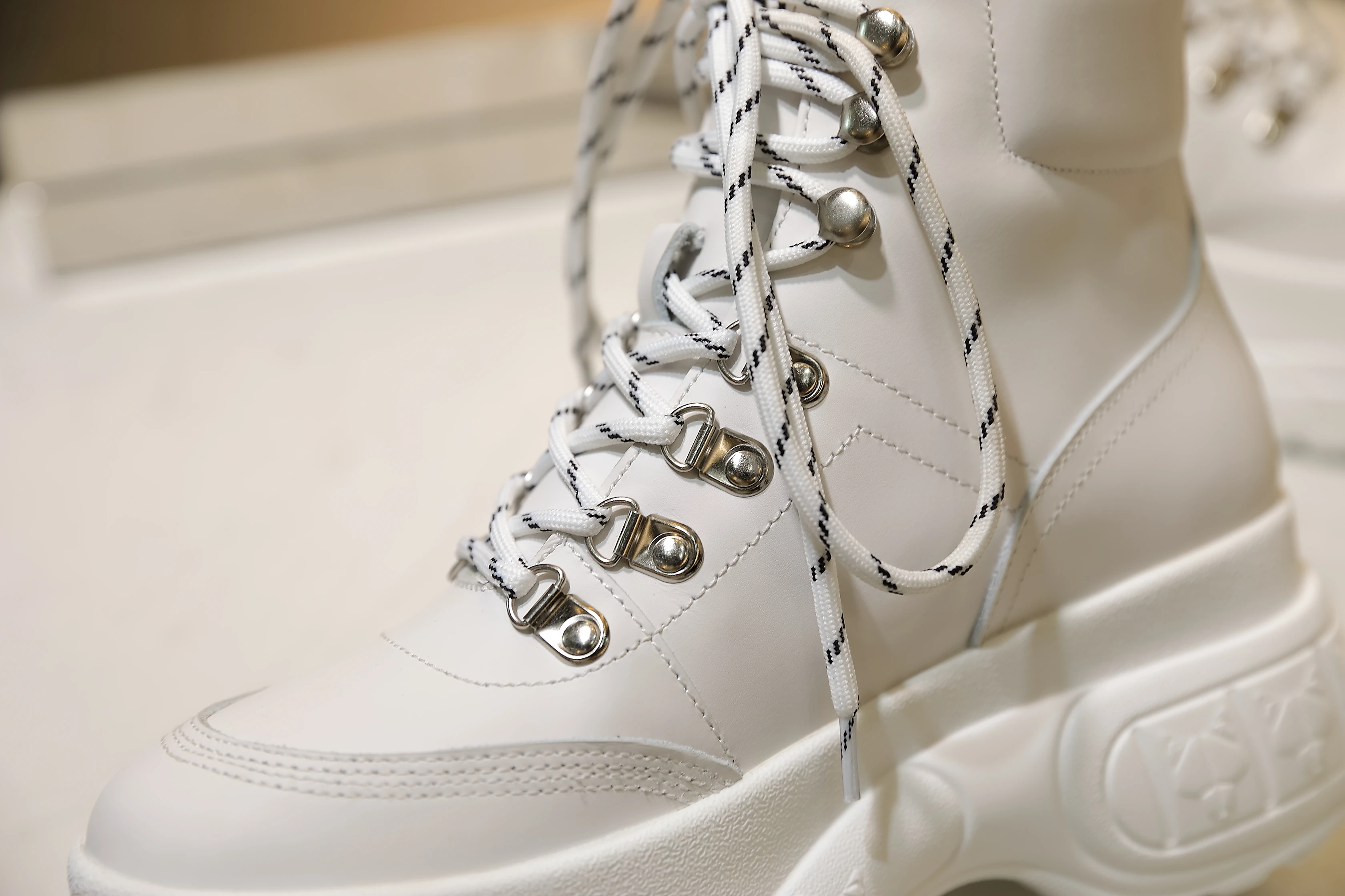 KJZTSF shoes women white sneakers New Genuine Leather High help Platform casual Ladies cross-tied dad zapatos mujer | Обувь