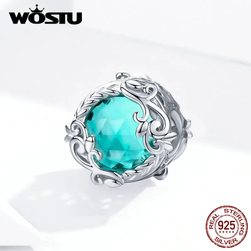 WOSTU Настоящее серебро 925 пробы цветок лампворк Бусины круглые хрустальные