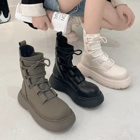 ankle boots for women punk gothic sock boots new retor lace up black white shoes women pu leather shoes non slip platform boots