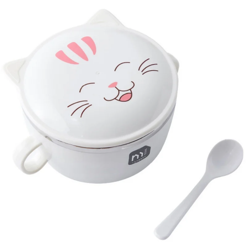 Мультяшная миска для супа с кошкой чаша лапши быстрого приготовления ручкой