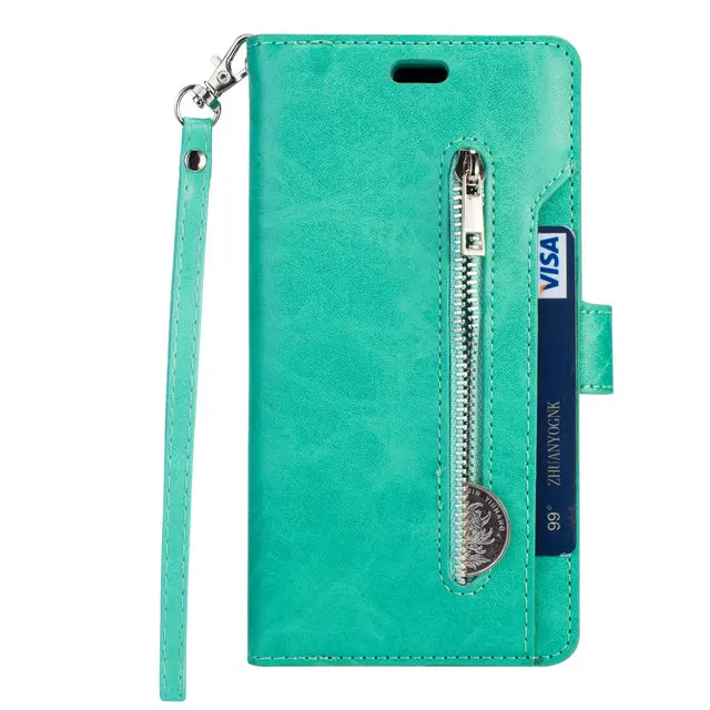 Mint green Роскошные молния для samsung Galaxy A30 A50 A70 A10 A20 A40 A60 A50S A30S A20E кожаный бумажник чехол M10 M20 M30 M40 Флип Стенд кожаный чехол - Цвет: Mint green