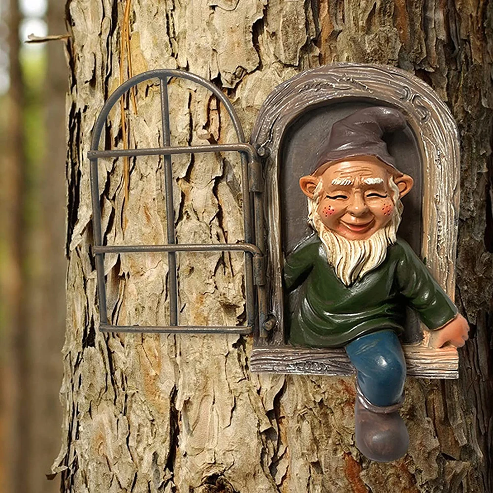 

Resin Window Naughty Gnome Dwarf Garden Decoration Statue Old Man Ornament Easter Outdoor Creative Props Crafts Home Decor