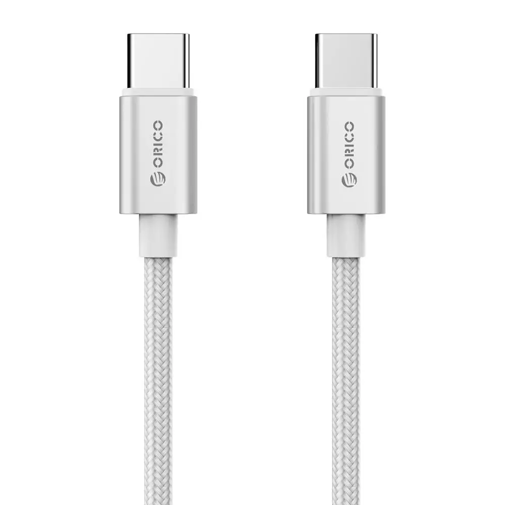 Серебристый Orico кабель usb type C to type C QC3.0 5A для huawei mate 20 Redmi K20 Note7 Быстрая зарядка 3,0 кабель для быстрой зарядки для MacBook Pro - Цвет: Серебристый