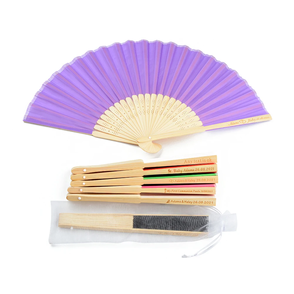 

20Pcs Personalized Engraving Vintage Folding Silk Fan, Wedding Gift, Outdoor Party Decoration, Customized Name And Date Souvenir