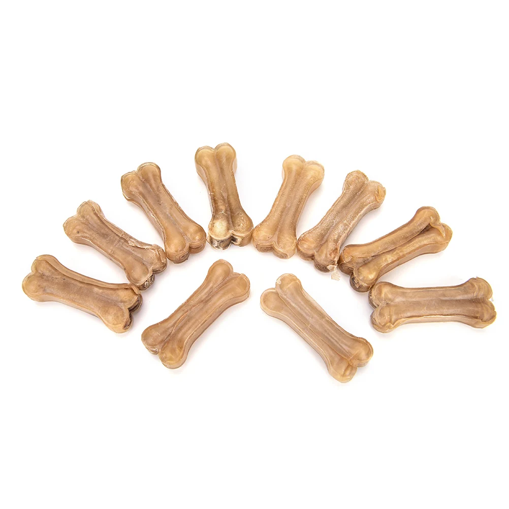 

10Pcs Crystal Leather Pressing Bone Chews Snack Food Treats Dogs Bones For Pet Puppy Supplies Dog Toys