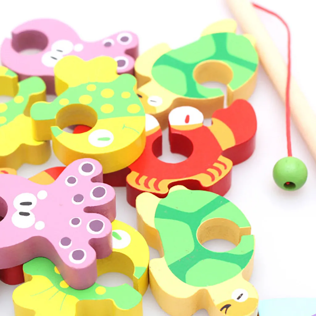 12 шт. деревянный набор для поделок игрушка рыбалки обучающая в виде рыбы подарок