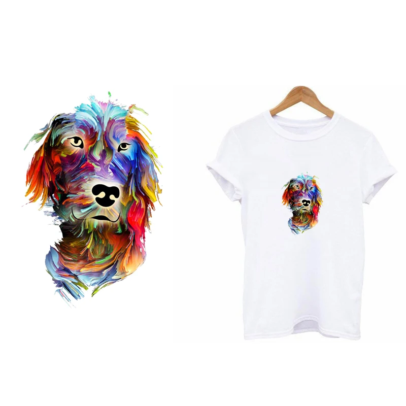 Красочные Животные Собака Кошка железо на тепло винил Передача для одежды