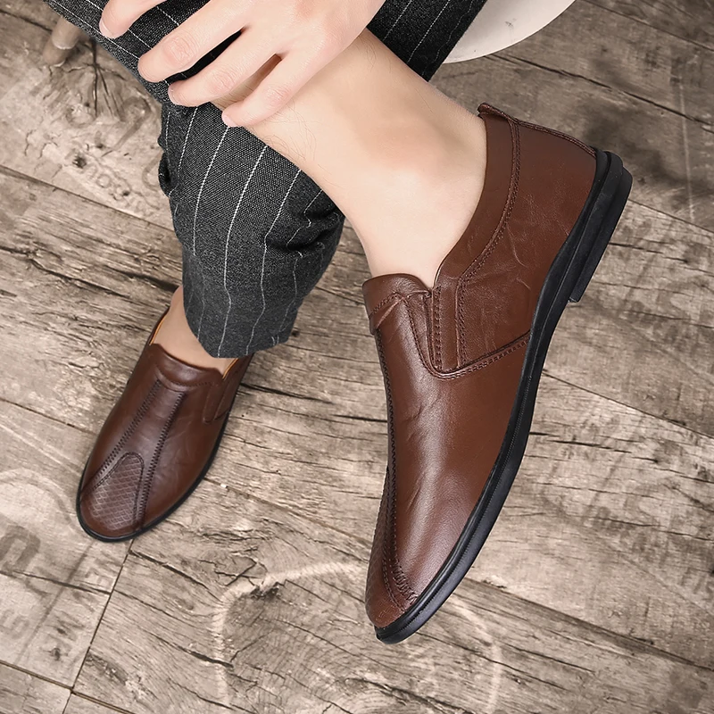 Мужские кожаные туфли в британском стиле черные повседневные деловые из