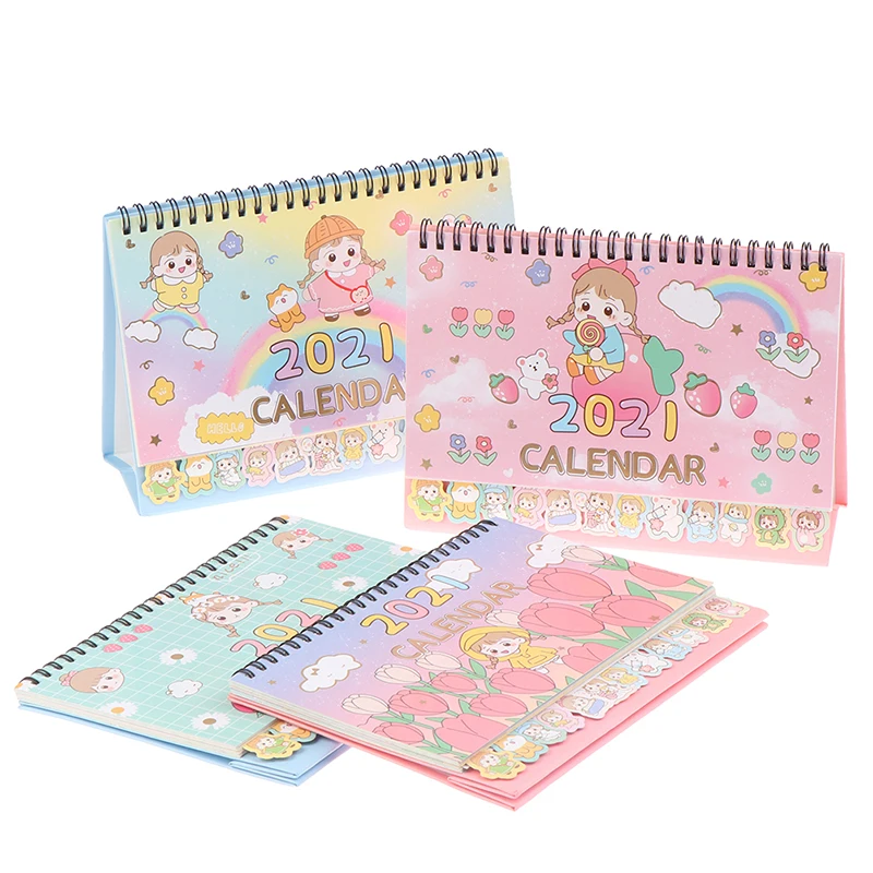 

Cute Creative 2021 Mini Desktop Desk Calendar Personality Decoration Work Note Calendar New Year Plan Schedule