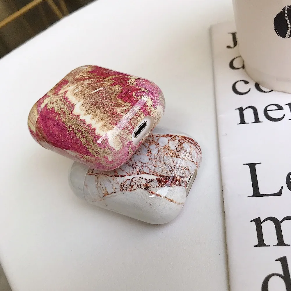 Чехол для оригинала Apple Airpods, чехол, мраморный, милый, чехол для Apple Airpods 2, 1, чехол, аксессуары, наушники Air Pods, чехол, коробка