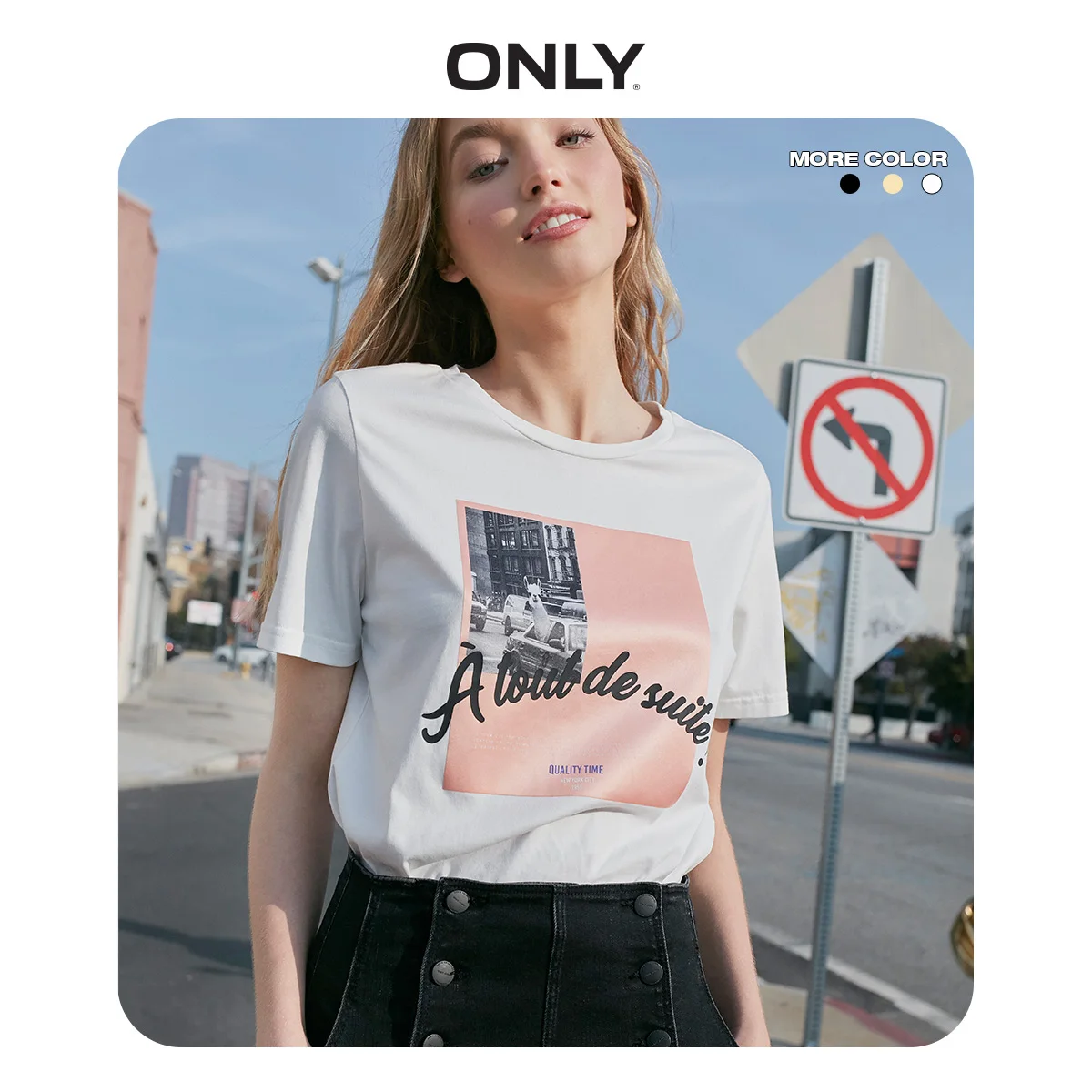 Только женская футболка с короткими рукавами и принтом из 100% хлопка |