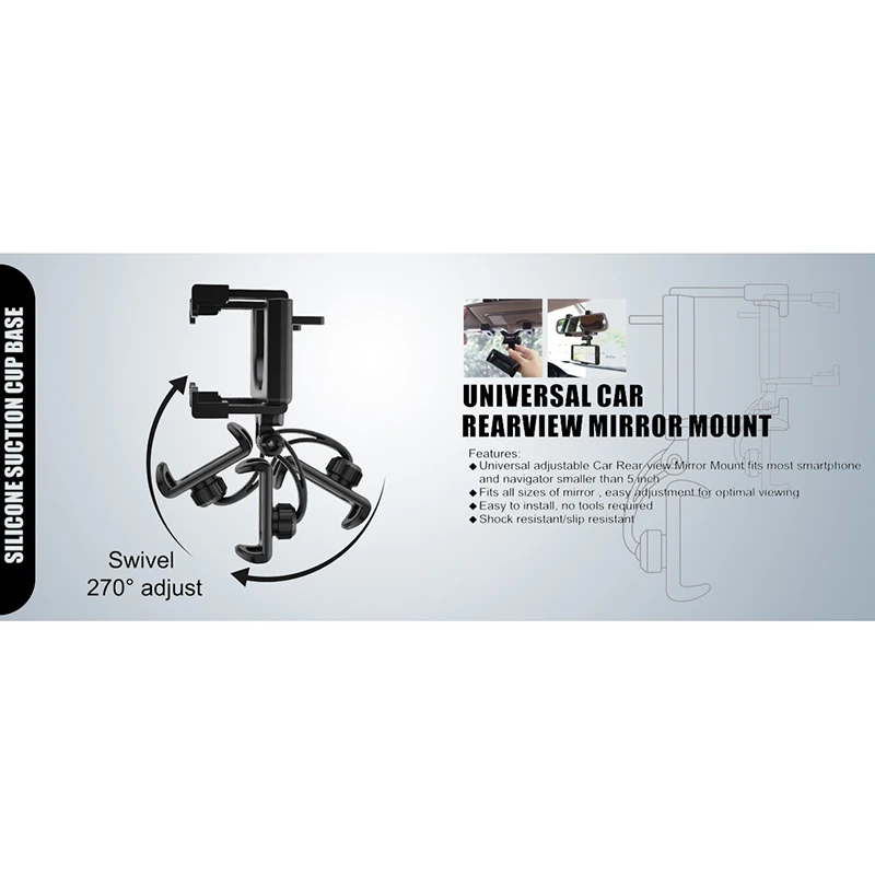 

2020 Hot Car Phone Holder Car Rearview Mirror Mount 360 Rotate Universal GPS Smartphone Stand Bracket X66