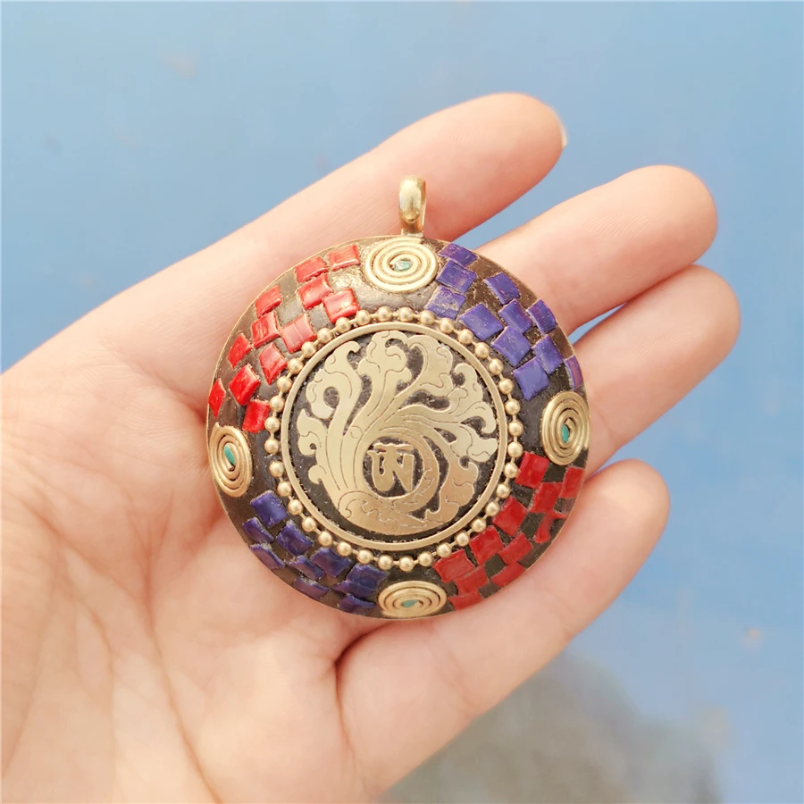 Ручная работа этнический тибетский Будда Кулон Mala буддистская мантра знак Йога